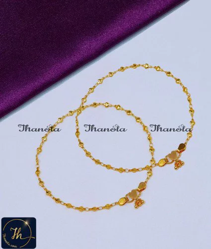 ANA1001 - 10 Inch One Gram Gold Plated Heart Shape Payal Designs Online ANA1001 - 10 Inch One Gram Gold Plated Heart Shape Payal Designs Online