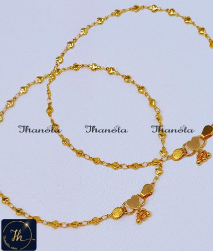 ANA1001 - 10 Inch One Gram Gold Plated Heart Shape Payal Designs Online ANA1001 - 10 Inch One Gram Gold Plated Heart Shape Payal Designs Online