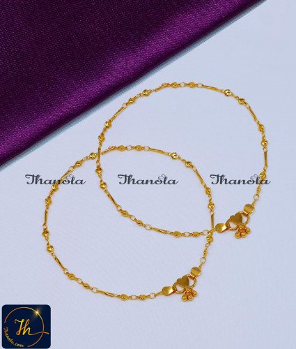 Gold Plated Payal Design Light Weight Collection anklet, kolusu, payal, payal design, latest payal design, simple payal design, payal design for girl, Payal design simple, Payal design gold, Payal design gold latest