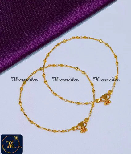Gold Plated Payal Design Light Weight Collection anklet, kolusu, payal, payal design, latest payal design, simple payal design, payal design for girl, Payal design simple, Payal design gold, Payal design gold latest