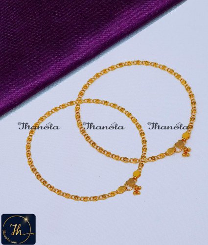 Gold Plated Daily Wear Simple Payal Design anklet, kolusu, payal, payal design, latest payal design, simple payal design, payal design for girl, Payal design simple, Payal design gold, Payal design gold latest