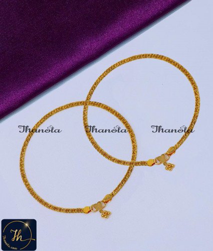 1 Gram Gold Plated Gold Payal Design Simple anklet, kolusu, payal, payal design, latest payal design, simple payal design, payal design for girl, Payal design simple, Payal design gold, Payal design gold latest