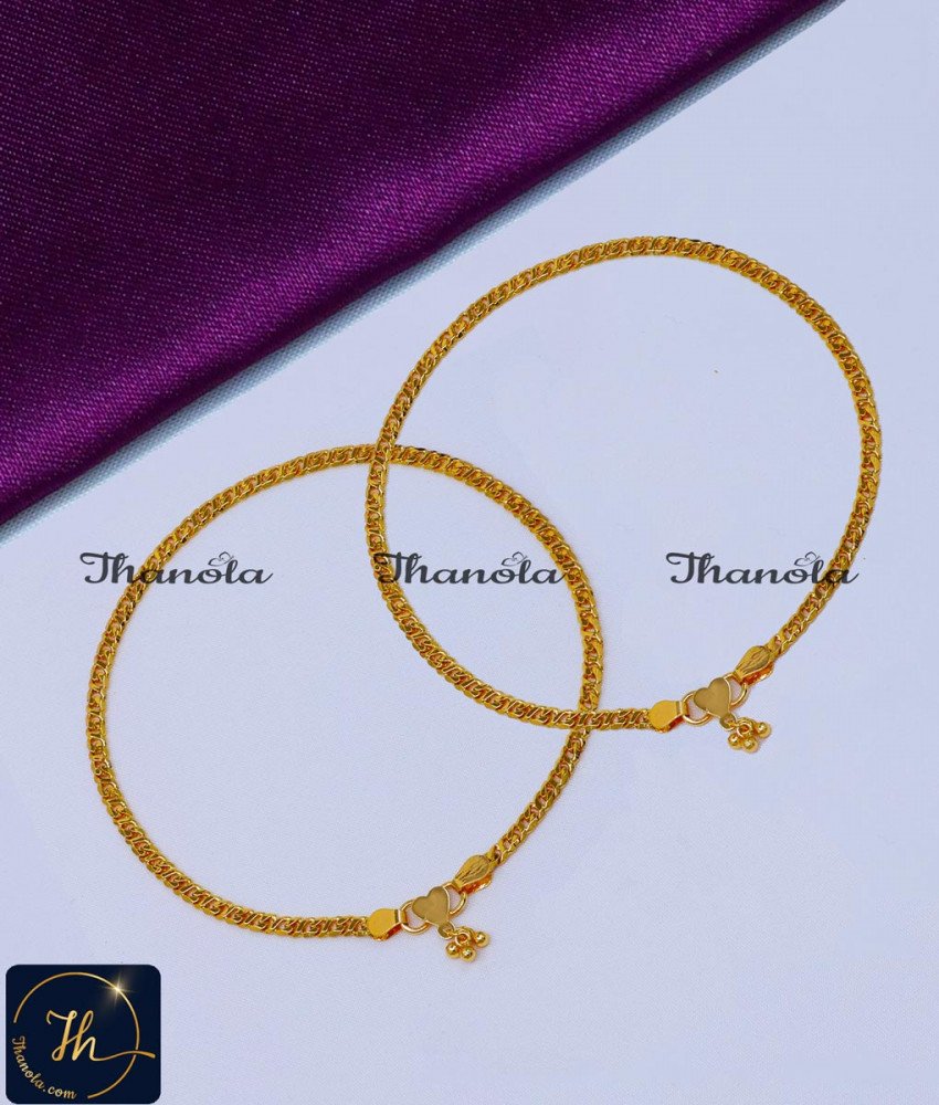 1 Gram Gold Plated Gold Payal Design Simple anklet, kolusu, payal, payal design, latest payal design, simple payal design, payal design for girl, Payal design simple, Payal design gold, Payal design gold latest