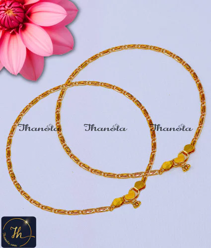 Cute Chain Pattern Gold Kolusu Design for Women simple payal design, payal design for girl, Payal design simple, one gram gold plated anklets, 1 gram gold anklets designs, gold plated anklets, , gold plated anklet for women, artificial anklet