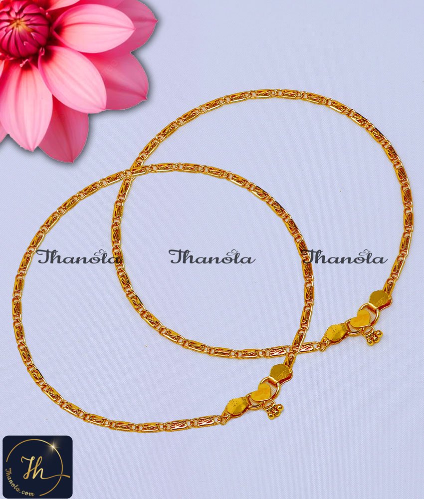 Cute Chain Pattern Gold Kolusu Design for Women simple payal design, payal design for girl, Payal design simple, one gram gold plated anklets, 1 gram gold anklets designs, gold plated anklets, , gold plated anklet for women, artificial anklet