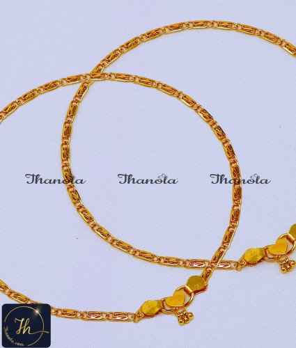 Cute Chain Pattern Gold Kolusu Design for Women simple payal design, payal design for girl, Payal design simple, one gram gold plated anklets, 1 gram gold anklets designs, gold plated anklets, , gold plated anklet for women, artificial anklet