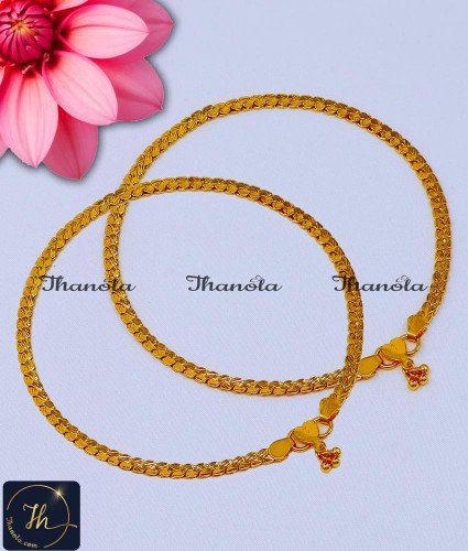 Simple Light Weight Gold Kolusu Design for Girl anklet designs, anklet designs gold, gold anklet designs for ladies, gold leg chain designs with price, gold anklet designs light weight