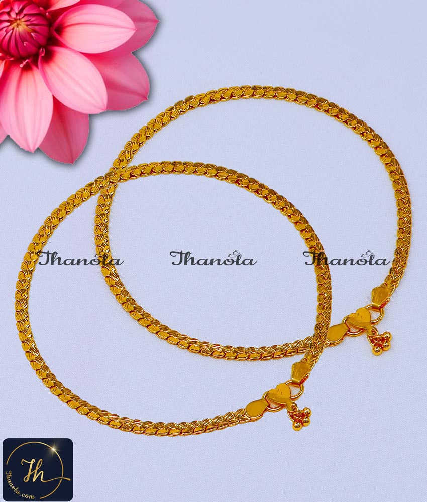 Simple Light Weight Gold Kolusu Design for Girl anklet designs, anklet designs gold, gold anklet designs for ladies, gold leg chain designs with price, gold anklet designs light weight
