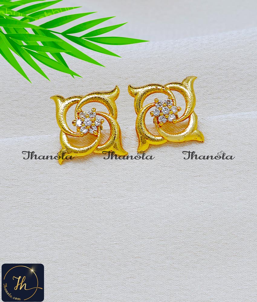 Stunning Gold White Stone Stud Earrings for Women gold plated earrings for women