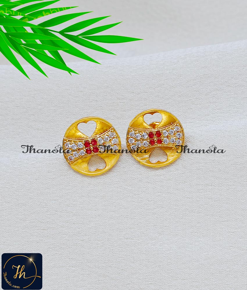 Lovely 1 Gram Gold White Stone Earrings for Women gold white stone stud earrings