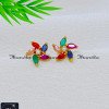 ERA2524 - Elegant Floral Multicolor Stone Earrings Gold Plated