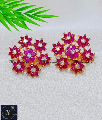 ERA2527 - Best Quality Floral Design Ruby Earrings Gold Designs