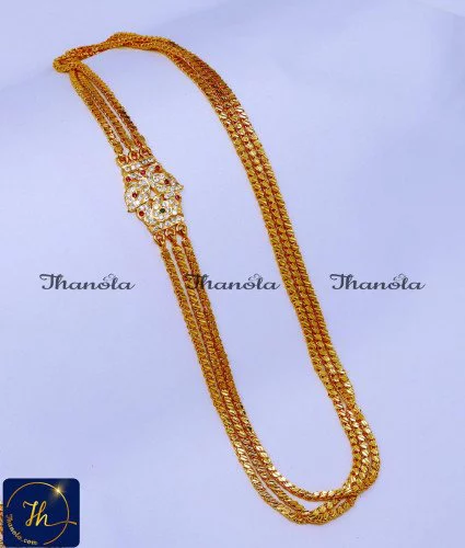 Impon Gold Design Peacock 3 Line Mugappu Chain Design Thali mugappu Latest Designs, Mugappu, Thali mugappu, Thali mugappu design, Diamond mugappu thali chain, Thali chain mugappu design, Lakshmi mugappu designs, Lakshmi mugappu chain, Lakshmi mugappu thali chain, White stone mugappu chain