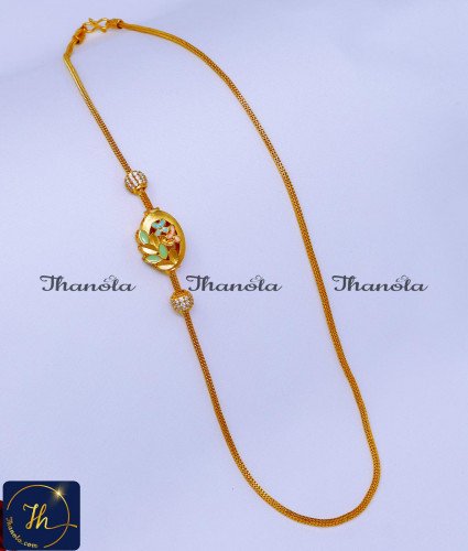 Elegant Enamel Gold Plated Mugappu Chain Online mopu chain, mugappu chain latest designs, gold plated mugappu chain online, one gram gold mugappu chain, mugappu chain, mugappu chain online, mugappu thali chain, mugappu pendant chain, thali mugappu design, thali chain mugappu design