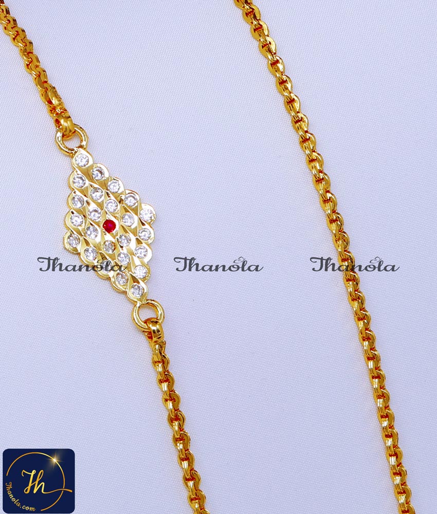 Trendy Mugappu Chain Impon Jewellery Online Shopping impon jewellery, impon jewellery online shopping, impon mugappu chain, impon thali chain, pure impon chain, impon thali chain designs, impon thali chain online shopping, stone mugappu chain, stone mugappu chain design, gold plated chain