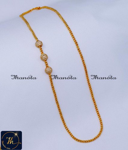 1 Gram Gold Stone Ball Mugappu with Thali Kodi Chain murukku thali chain mugappu designs, mugappu chain latest designs, gold plated mugappu chain online, one gram gold mugappu chain, mugappu chain, mugappu chain online, mugappu thali chain, mugappu pendant chain, thali mugappu design, thali chain mugappu design