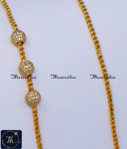 1 Gram Gold Stone Ball Mugappu with Thali Kodi Chain murukku thali chain mugappu designs, mugappu chain latest designs, gold plated mugappu chain online, one gram gold mugappu chain, mugappu chain, mugappu chain online, mugappu thali chain, mugappu pendant chain, thali mugappu design, thali chain mugappu design
