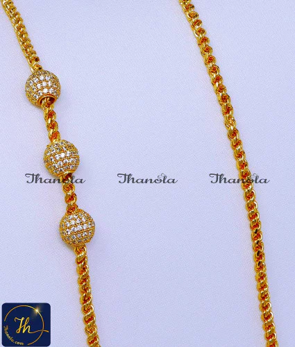 MCN1593 - 1 Gram Gold Stone Ball Mugappu with Thali Kodi Chain