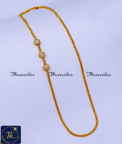 1 Gram Gold Stone Ball Mugappu with Thali Kodi Chain murukku thali chain mugappu designs, mugappu chain latest designs, gold plated mugappu chain online, one gram gold mugappu chain, mugappu chain, mugappu chain online, mugappu thali chain, mugappu pendant chain, thali mugappu design, thali chain mugappu design