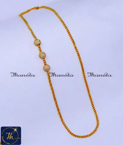 MCN1593 - 1 Gram Gold Stone Ball Mugappu with Thali Kodi Chain