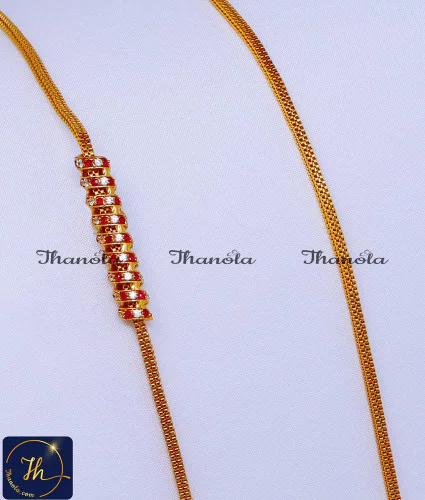 South Indian Spiral Stone Side Mugappu Thali Chain mugappu thali chain designs, mugappu new model gold thali chain designs, thali chain with mugappu, murukku thali chain mugappu designs, peacock mugappu thali chain, mugappu thali chain designs gold, mugappu chain gold designs