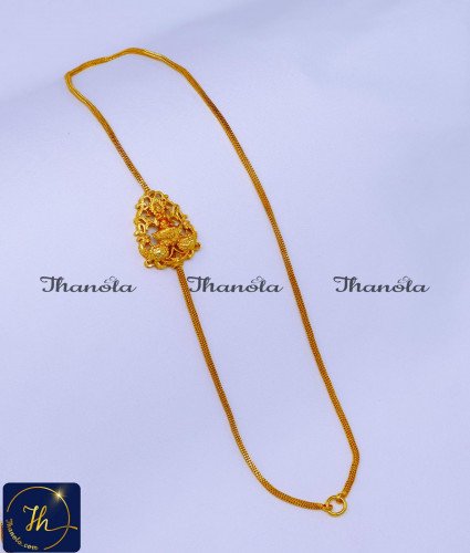Gold Model Lakshmi Double Side Mugappu Without Stone Lakshmi mugappu designs, mugappu chain latest designs, gold plated mugappu chain online, one gram gold mugappu chain, mugappu chain, mugappu chain online, mugappu thali chain, double side mugappu thali chain, lakshmi mugappu chain