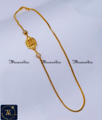 Gold Model Lakshmi Double Side Mugappu Without Stone Lakshmi mugappu designs, mugappu chain latest designs, gold plated mugappu chain online, one gram gold mugappu chain, mugappu chain, mugappu chain online, mugappu thali chain, double side mugappu thali chain, lakshmi mugappu chain