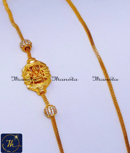 MCN1606 - 2 Gram Gold Plated Lakshmi Mugappu Thali Chain Designs