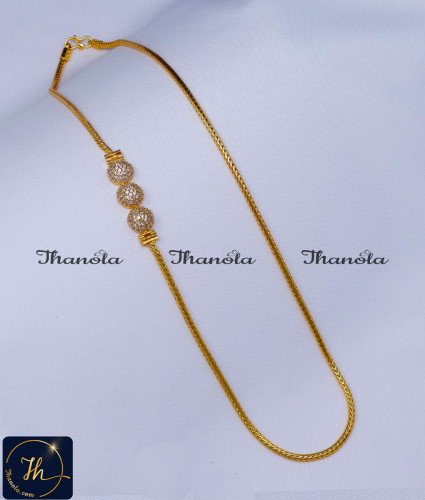 White Stone Mugappu New Model Gold Thali Chain Designs diamond mugappu chain design, mugappu chain latest designs, gold plated mugappu chain online, one gram gold mugappu chain, mugappu chain, mugappu chain online, mugappu thali chain, mugappu pendant chain, thali mugappu design, thali chain mugappu design