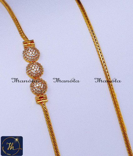 White Stone Mugappu New Model Gold Thali Chain Designs diamond mugappu chain design, mugappu chain latest designs, gold plated mugappu chain online, one gram gold mugappu chain, mugappu chain, mugappu chain online, mugappu thali chain, mugappu pendant chain, thali mugappu design, thali chain mugappu design