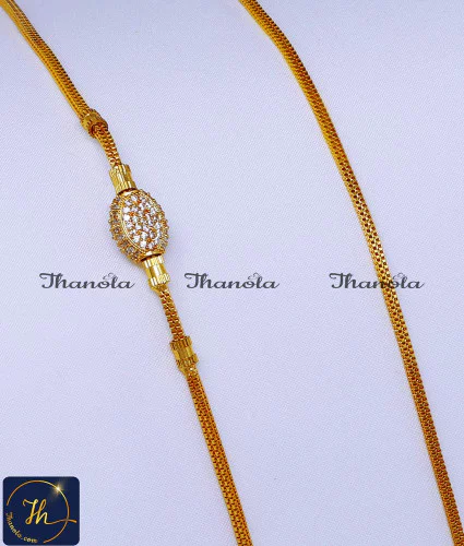 MCN1610 - Latest Collection Diamond Mugappu Thali Chain Design