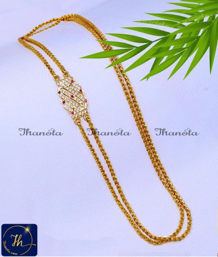 Gold Design Double Line Mugappu Impon Chain Models panchaloha thali chains