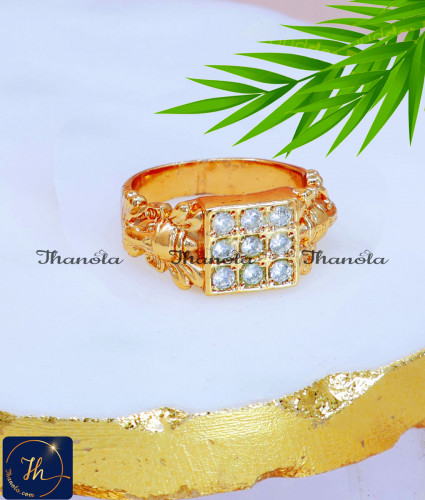 Original Impon Lucky Charm White Stone Ring for Men gold ring men, 1 gram gold ring for male, 1 gram gold ring design, artificial ring, 1 gram gold plated ring, impon jewellery, white stone ring for men, 9 stone ring for men, luck charm ring, gift for father