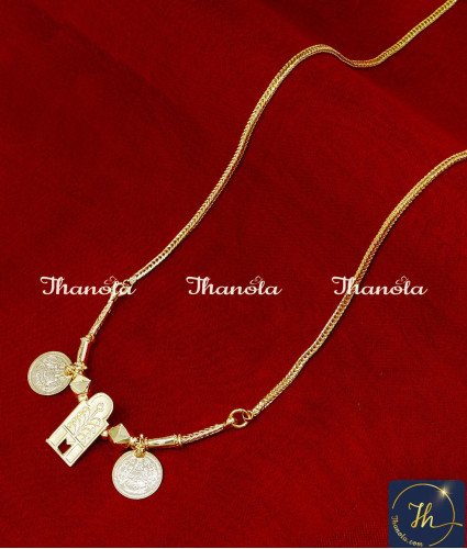 Hindu Thali Chain Design Gold Look Thanna Maram Thali yellow gold mangalsutra design