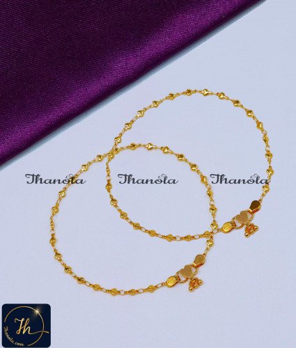 ANA1001 - 10 Inch  One Gram Gold Plated Heart Shape Payal Designs Online