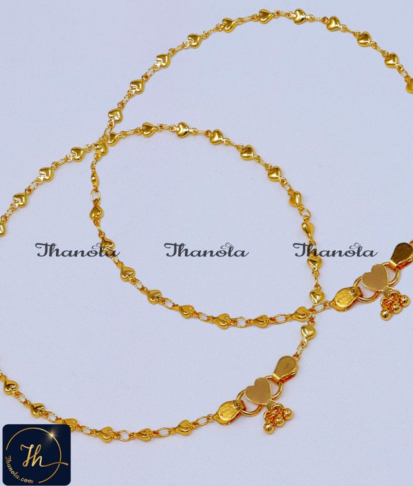 ANA1001 - 10 Inch  One Gram Gold Plated Heart Shape Payal Designs Online