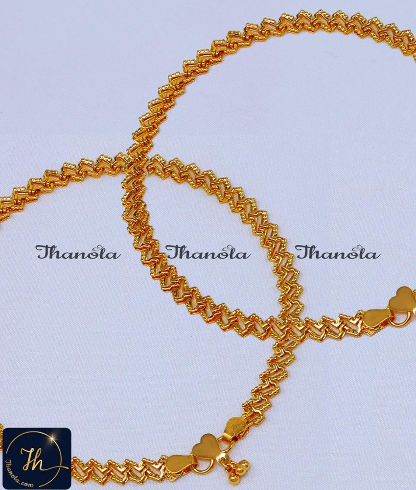 Modern Zic Zac Pattern Gold Payal Design Daily Use anklet, kolusu, payal, payal design, latest payal design, simple payal design, payal design for girl, Payal design simple, Payal design gold, Payal design gold latest