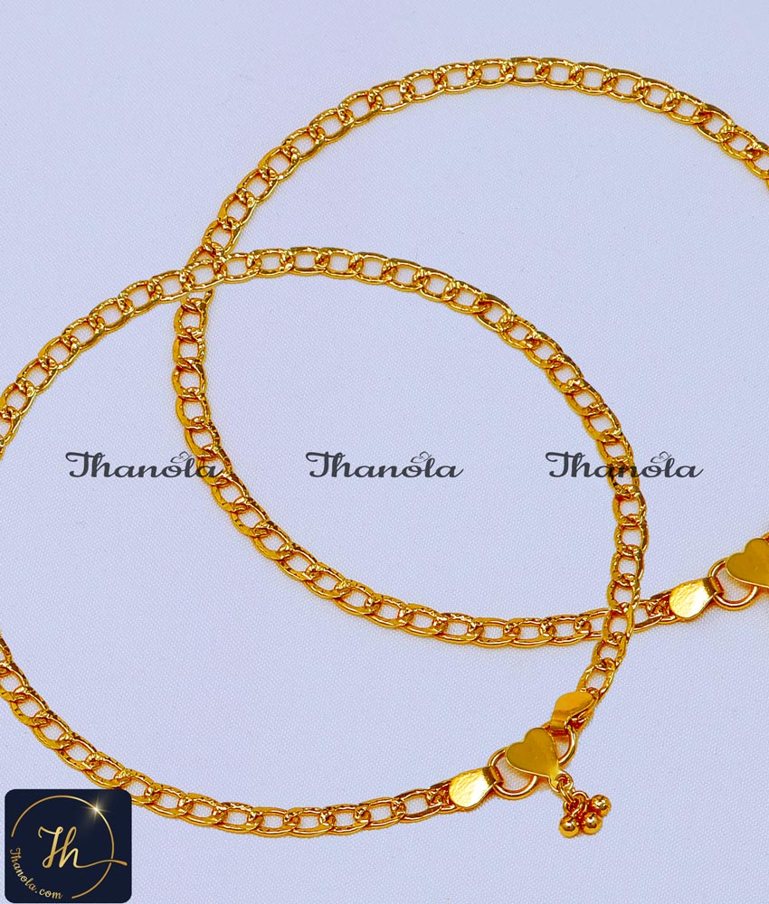 Elegant Link Chain Gold Plated Anklets Online anklet designs, anklet designs gold, gold anklet designs for ladies, gold leg chain designs with price
