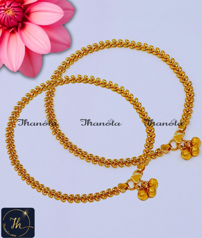 Unique Leaf Model Gold Anklet Designs for Ladies simple payal design, payal design for girl, Payal design simple, one gram gold plated anklets, 1 gram gold anklets designs, gold plated anklets, , gold plated anklet for women, artificial anklet