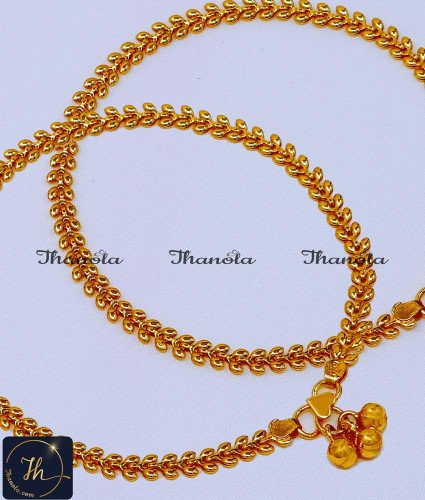 ANA1042 - 11.5 Inch Unique Leaf Model Gold Anklet Designs for Ladies