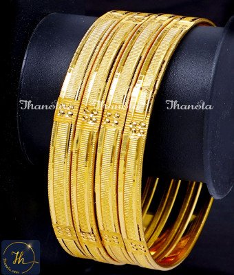 BNA1002 - 2.6 1 Gram Gold Bangles Daily Wear Set Of 4 Bangles