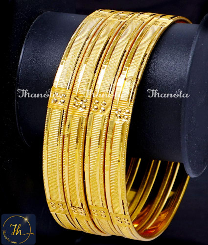 BNA1002 - 2.8 1 Gram Gold Bangles Daily Wear Set Of 4 Bangles