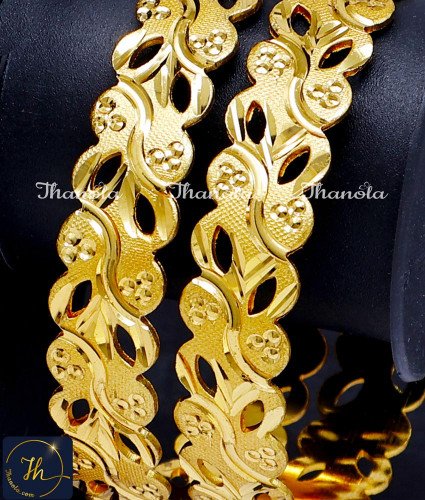 BNA1005 - 2.8 Latest Gold Plated Leaf Design Bangles Gold Model