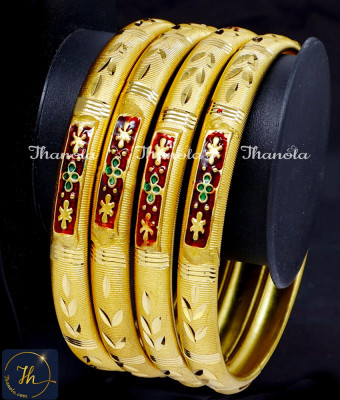 BNA1008 - 2.8 Size Latest Enamel Design Forming Gold Bangles