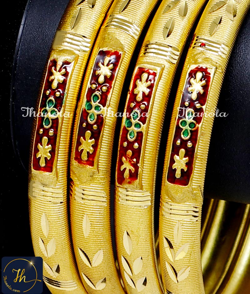 Latest Enamel Design Forming Gold Bangles 1 gram gold forming bangles price
