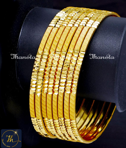 BNA1009 - 2.8 Size 1 Gram Gold Bangles Daily Wear Set Of 8 Bangles