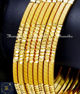 BNA1009 - 2.8 Size 1 Gram Gold Bangles Daily Wear Set Of 8 Bangles