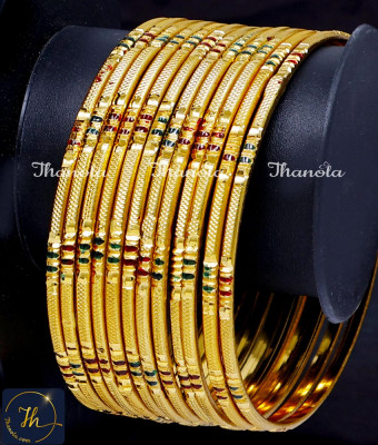 BNA1010 - 2.8 Bridal Wear Light Weight Simple Gold Bangles Design