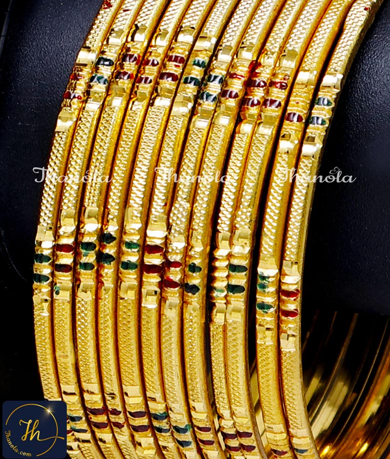 Bridal Wear Light Weight Simple Gold Bangles Design 1 gram bangles set