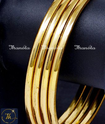 BNA1015 - 2.8 Trendy Plain Daily Wear Gold Plated Bangles Design 